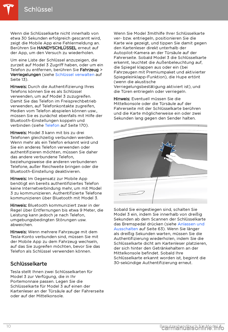 TESLA MODEL 3 2020  Betriebsanleitung Wenn die Schl