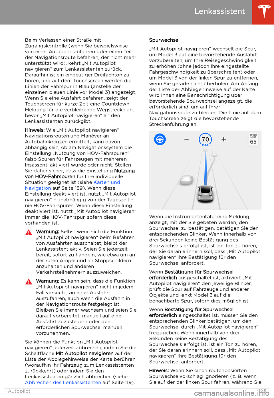 TESLA MODEL 3 2020 Betriebsanleitung Beim Verlassen einer Stra TESLA MODEL 3 2020 Betriebsanleitung Beim Verlassen einer Stra