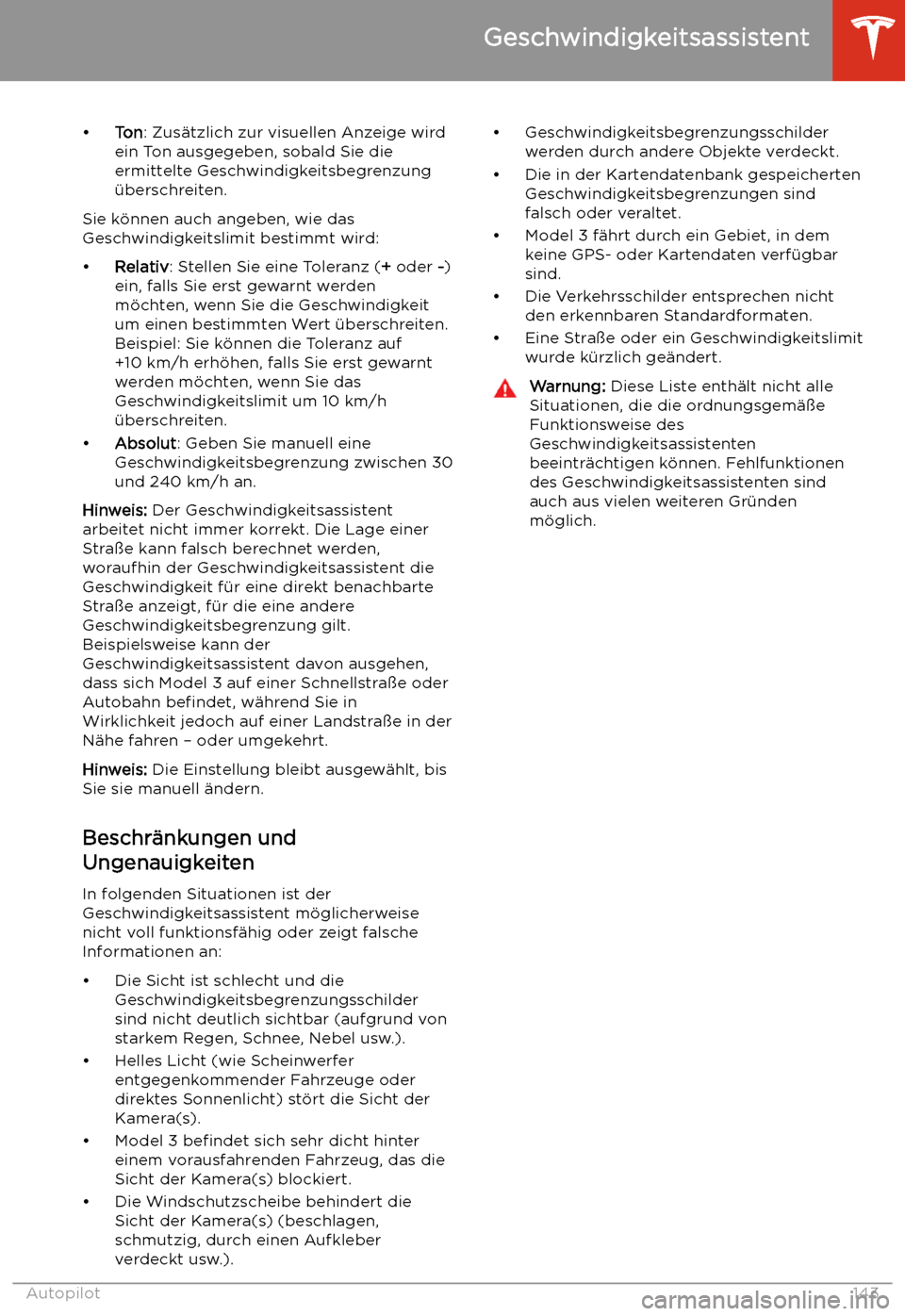 TESLA MODEL 3 2020 Betriebsanleitung TESLA MODEL 3 2020 Betriebsanleitung