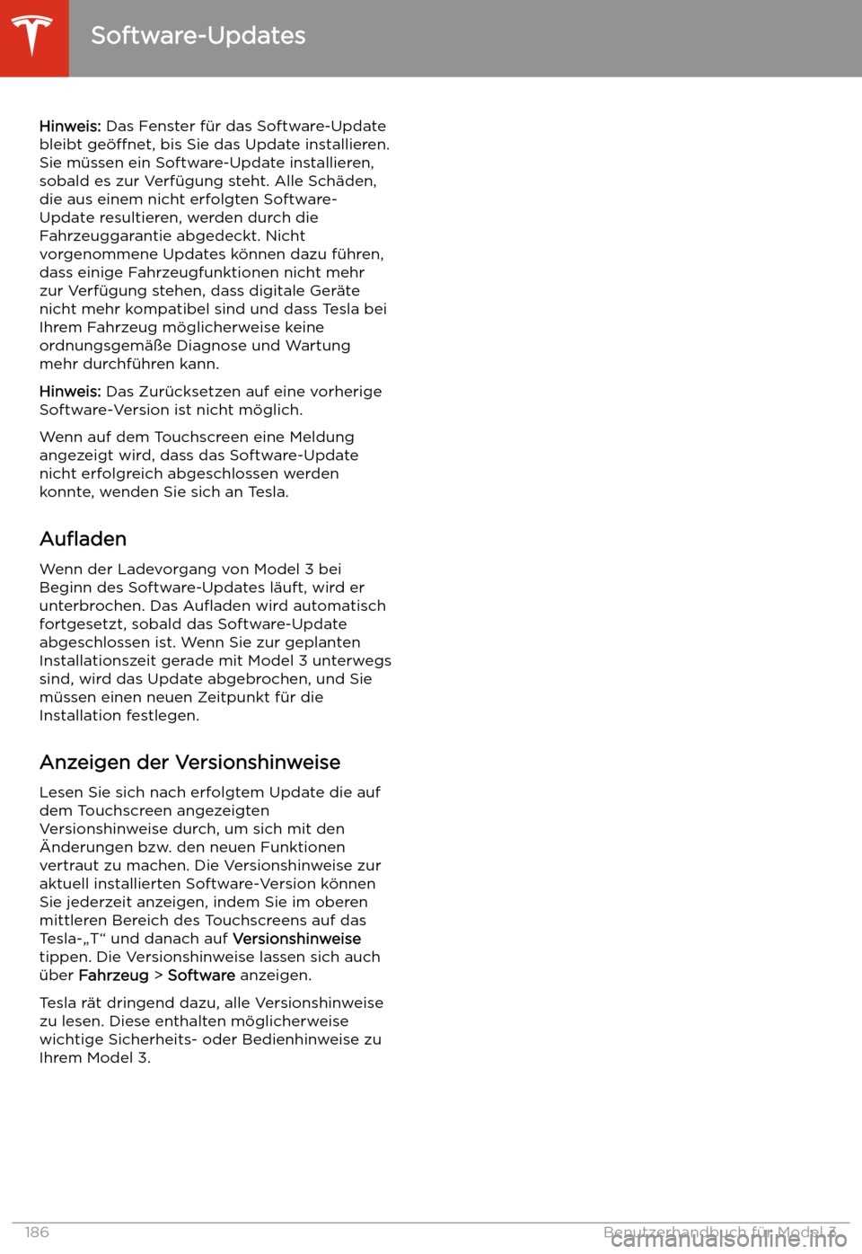 TESLA MODEL 3 2020 Betriebsanleitung Hinweis: Das Fenster f TESLA MODEL 3 2020 Betriebsanleitung Hinweis: Das Fenster f