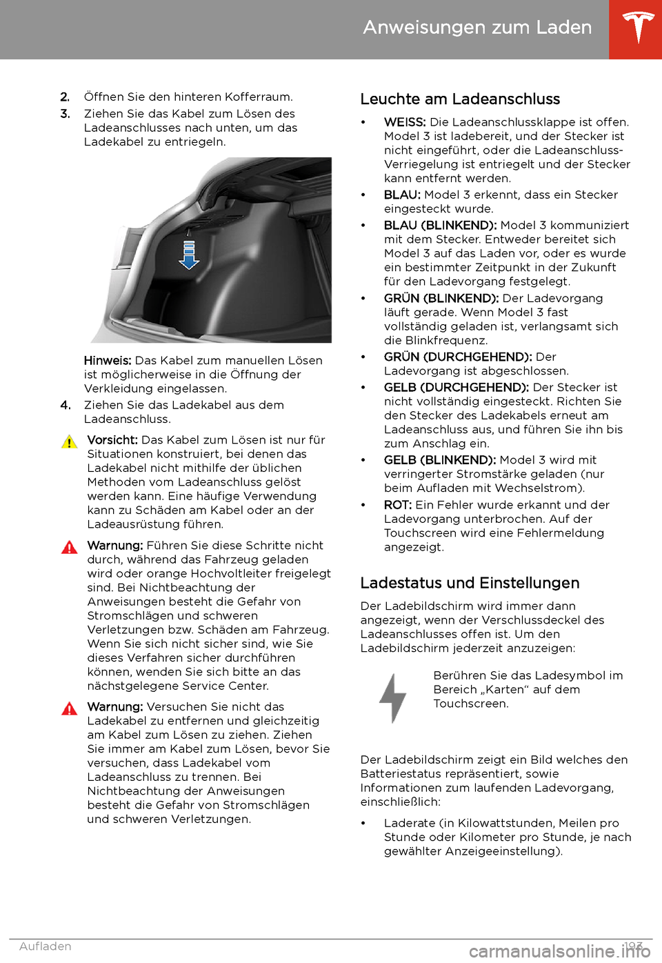 TESLA MODEL 3 2020 Betriebsanleitung 2. TESLA MODEL 3 2020 Betriebsanleitung 2.