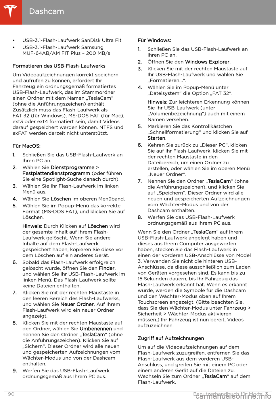 TESLA MODEL 3 2020 Betriebsanleitung TESLA MODEL 3 2020 Betriebsanleitung