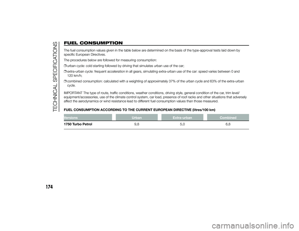 Alfa Romeo 4C 2014 Owner handbook (in English) FUEL CONSUMPTIONThe fuel consumption values given in the table below are determined on the basis of the type-approval tests laid down by
specific European Directives.
The procedures below are followed Alfa Romeo 4C 2014 Owner handbook (in English) FUEL CONSUMPTIONThe fuel consumption values given in the table below are determined on the basis of the type-approval tests laid down by
specific European Directives.
The procedures below are followed