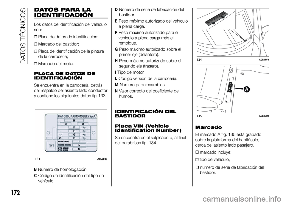 Alfa Romeo 4C 2015 Manual de Empleo y Cuidado (in Spanish) DATOS PARA LA
IDENTIFICACIÓN
Los datos de identificación del vehículo
son:
❒Placa de datos de identificación;
❒Marcado del bastidor;
❒Placa de identificación de la pintura
de la carrocería Alfa Romeo 4C 2015 Manual de Empleo y Cuidado (in Spanish) DATOS PARA LA
IDENTIFICACIÓN
Los datos de identificación del vehículo
son:
❒Placa de datos de identificación;
❒Marcado del bastidor;
❒Placa de identificación de la pintura
de la carrocería