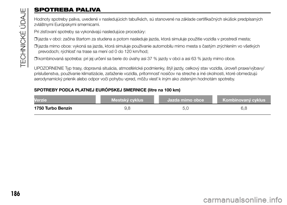 Alfa Romeo 4C 2015 Návod na použitie a údržbu (in Slovakian) SPOTREBA PALIVA
Hodnoty spotreby paliva, uvedené v nasledujúcich tabuľkách, sú stanovené na základe certifikačných skúšok predpísaných
zvláštnymi Európskymi smernicami.
Pri zisťovaní Alfa Romeo 4C 2015 Návod na použitie a údržbu (in Slovakian) SPOTREBA PALIVA
Hodnoty spotreby paliva, uvedené v nasledujúcich tabuľkách, sú stanovené na základe certifikačných skúšok predpísaných
zvláštnymi Európskymi smernicami.
Pri zisťovaní