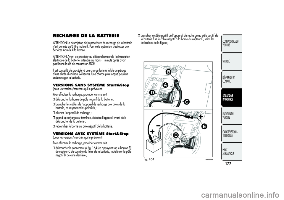 Alfa Romeo Giulietta 2013 Notice dentretien (in French) RECHARGE DE LA BATTERIEATTENTION La description de la procédure de recharge de la batterie
n'est donnée qu'à titre indicatif. Pour cette opération s'adresser aux
Services Agréés Alfa Alfa Romeo Giulietta 2013 Notice dentretien (in French) RECHARGE DE LA BATTERIEATTENTION La description de la procédure de recharge de la batterie
n'est donnée qu'à titre indicatif. Pour cette opération s'adresser aux
Services Agréés Alfa