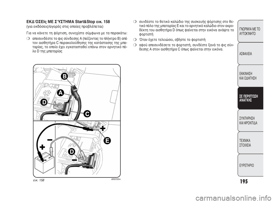 Alfa Romeo Giulietta 2010 ΒΙΒΛΙΟ ΧΡΗΣΗΣ ΚΑΙ ΣΥΝΤΗΡΗΣΗΣ (in Greek) 195
ΓΝΩΡΙΜΊΑ ΜΕ ΤΟ
ΑΥΤΟΚΊΝΗΤΟ
ΑΣΦΑΛΕΙΑ
ΕΚΚΙΝΗΣΗ
ΚΑΙ ΟΔΗΓΗΣΗ
ΣΕ ΠΕΡΙΠΤΩΣΗ
ΑΝΑΓΚΗΣ
ΣΥΝΤΗΡΗΣΗ
ΚΑΙ ΦΡΟΝΤΙΔΑ
ΤΕΧΝ Alfa Romeo Giulietta 2010 ΒΙΒΛΙΟ ΧΡΗΣΗΣ ΚΑΙ ΣΥΝΤΗΡΗΣΗΣ (in Greek) 195
ΓΝΩΡΙΜΊΑ ΜΕ ΤΟ
ΑΥΤΟΚΊΝΗΤΟ
ΑΣΦΑΛΕΙΑ
ΕΚΚΙΝΗΣΗ
ΚΑΙ ΟΔΗΓΗΣΗ
ΣΕ ΠΕΡΙΠΤΩΣΗ
ΑΝΑΓΚΗΣ
ΣΥΝΤΗΡΗΣΗ
ΚΑΙ ΦΡΟΝΤΙΔΑ
ΤΕΧΝ