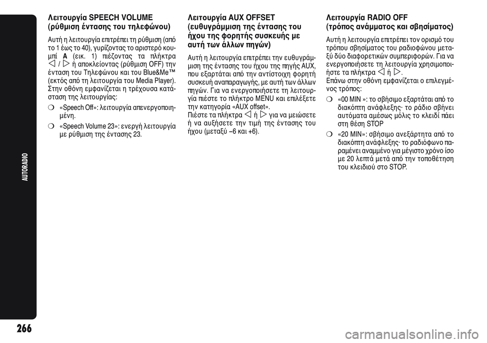 Alfa Romeo Giulietta 2012  ΒΙΒΛΙΟ ΧΡΗΣΗΣ ΚΑΙ ΣΥΝΤΗΡΗΣΗΣ (in Greek) Λειτουργία SPEECH VOLUME
(ρύθμιση έντασης του τηλεφώνου)
Αυτή η λειτουργία επιτρέπει τη ρύθμιση (από
το 1 έως το 40), γ