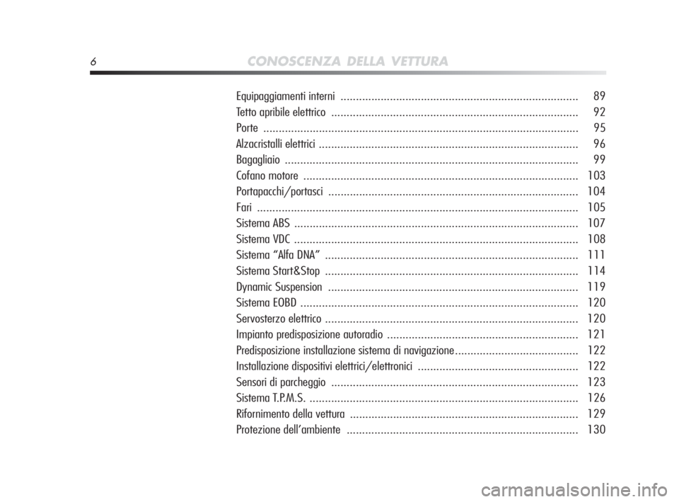 Alfa Romeo MiTo 2010  Libretto Uso Manutenzione (in Italian) 6CONOSCENZA DELLA VETTURA
Equipaggiamenti interni ............................................................................. 89
Tetto apribile elettrico.............................................