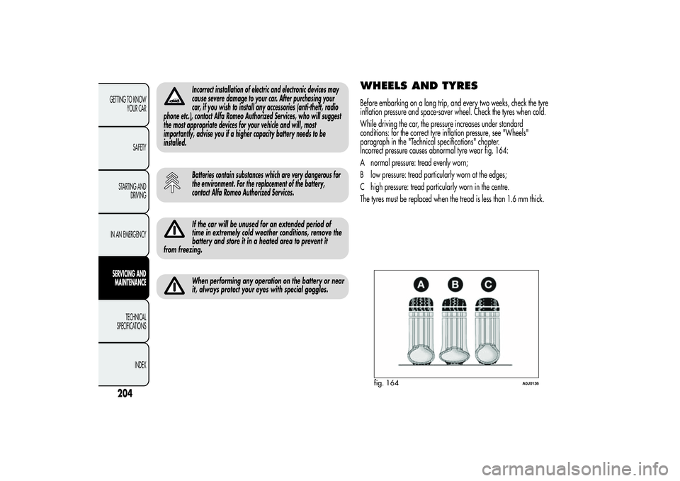 Alfa Romeo MiTo 2013  Owner handbook (in English) Incorrect installation of electric and electronic devices may
cause severe damage to your car. After purchasing your
car, if you wish to install any accessories (anti-theft, radio
phone etc.), contact