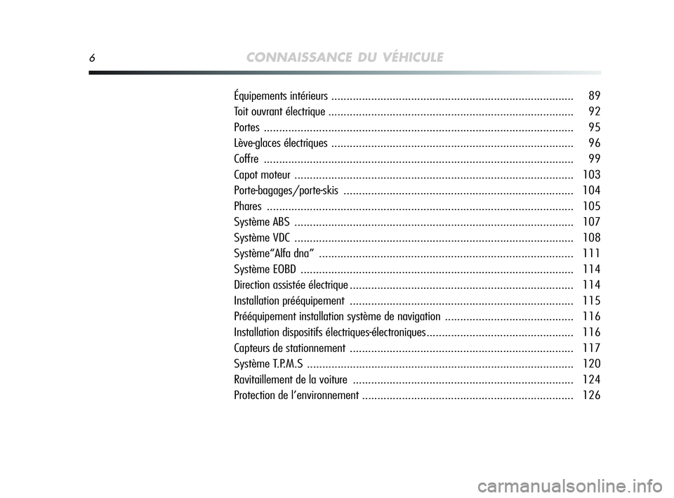 Alfa Romeo MiTo 2009  Notice dentretien (in French) 6CONNAISSANCE DU VÉHICULE
Équipements intérieurs ............................................................................... 89
Toit ouvrant électrique.........................................