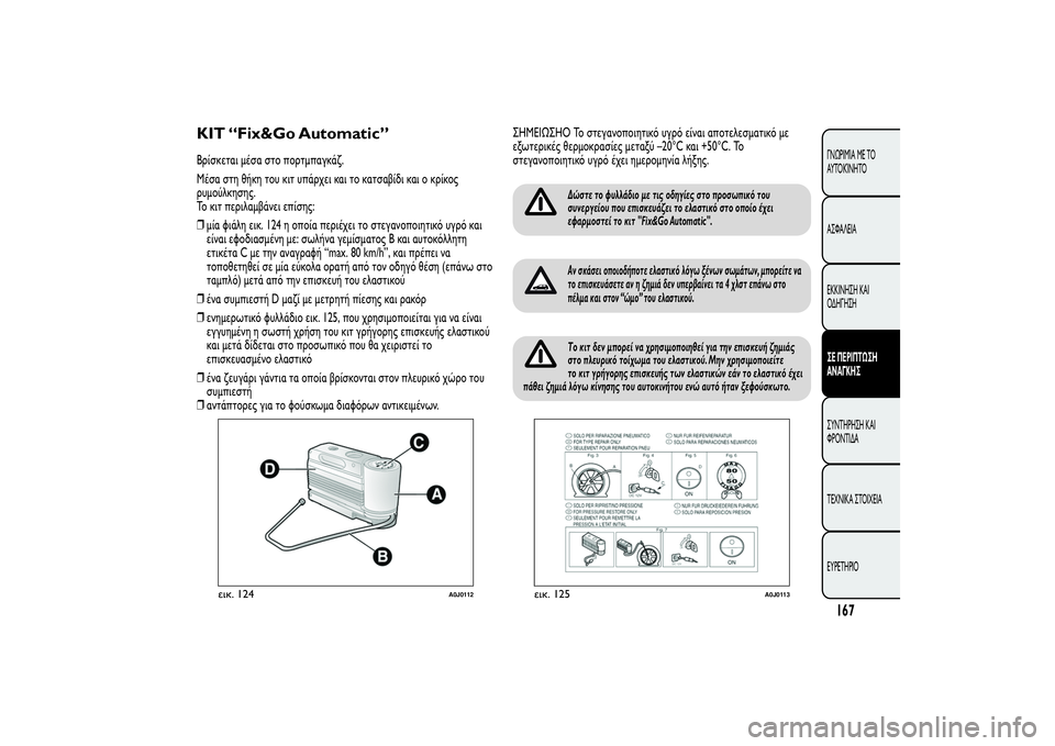 Alfa Romeo MiTo 2013  ΒΙΒΛΙΟ ΧΡΗΣΗΣ ΚΑΙ ΣΥΝΤΗΡΗΣΗΣ (in Greek) KIT “Fix&Go Automatic”Βρίσκεται μέσα στο πορτμπαγκάζ.
Μέσα στη θήκη του κιτ υπάρχει και το κατσαβίδι και ο κρίκος
ρυμ