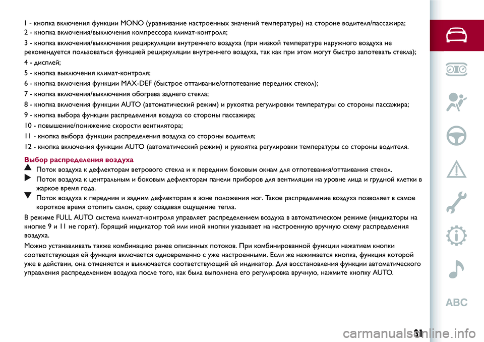 Alfa Romeo MiTo 2018 Руководство по эксплуатации и техобслуживанию (in Russian) 2 - кнопка включения/выключения компрессора климат-контроля;
3 - кнопка включения/выключения рециркуляции вну Alfa Romeo MiTo 2018 Руководство по эксплуатации и техобслуживанию (in Russian) 2 - кнопка включения/выключения компрессора климат-контроля;
3 - кнопка включения/выключения рециркуляции вну