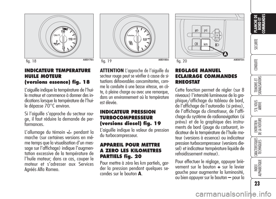 Alfa Romeo 159 2006 Notice dentretien (in French) 23
SECURITE
TEMOINS ET
SIGNALISATIONS
S’IL VOUS
ARRIVE
ENTRETIEN
DE LA VOITURE
CARACTERISTIQUESTECHNIQUES
INDEX
ALPHABETIQUE
PLANCHE DE
BORD ET
COMMANDES
CONDUITEATTENTIONL’approche de l’aiguill Alfa Romeo 159 2006 Notice dentretien (in French) 23
SECURITE
TEMOINS ET
SIGNALISATIONS
S’IL VOUS
ARRIVE
ENTRETIEN
DE LA VOITURE
CARACTERISTIQUESTECHNIQUES
INDEX
ALPHABETIQUE
PLANCHE DE
BORD ET
COMMANDES
CONDUITEATTENTIONL’approche de l’aiguill