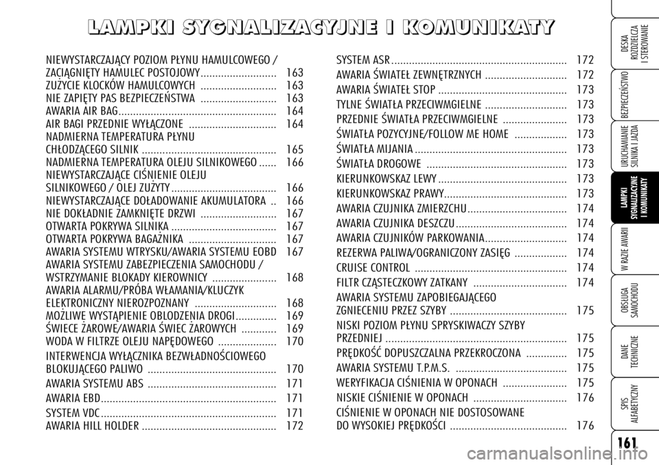 Alfa Romeo 159 2006 Instrukcja obsługi (in Polish) L L
A A
M M
P P
K K
I I
S S
Y Y
G G
N N
A A
L L
I I
Z Z
A A
C C
Y Y
J J
N N
E E
I I
K K
O O
M M
U U
N N
I I
K K
A A
T T
Y Y
NIEWYSTARCZAJÑCY POZIOM P¸YNU HAMULCOWEGO /
ZACIÑGNI¢TY HAMU Alfa Romeo 159 2006 Instrukcja obsługi (in Polish) L L
A A
M M
P P
K K
I I
S S
Y Y
G G
N N
A A
L L
I I
Z Z
A A
C C
Y Y
J J
N N
E E
I I
K K
O O
M M
U U
N N
I I
K K
A A
T T
Y Y
NIEWYSTARCZAJÑCY POZIOM P¸YNU HAMULCOWEGO /
ZACIÑGNI¢TY HAMU