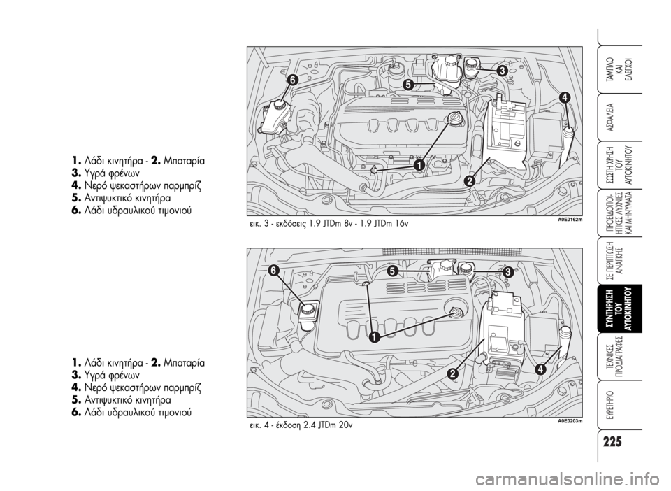 Alfa Romeo 159 2009 ΒΙΒΛΙΟ ΧΡΗΣΗΣ ΚΑΙ ΣΥΝΤΗΡΗΣΗΣ (in Greek) 225
A™ºA§EIA
¶POEI¢O¶OI-
HTIKE™ §YXNIE™
KAI MHNYMATA
™E ¶EPI¶Tø™H
ANA°KH™
TEXNIKE™
¶PO¢IA°PAºE™
EYPETHPIO
™ø™TH XPH™H
TOY
AYTOKINHTOY
TAM¶§O
KAI
E§E°XOI
™YNT Alfa Romeo 159 2009 ΒΙΒΛΙΟ ΧΡΗΣΗΣ ΚΑΙ ΣΥΝΤΗΡΗΣΗΣ (in Greek) 225
A™ºA§EIA
¶POEI¢O¶OI-
HTIKE™ §YXNIE™
KAI MHNYMATA
™E ¶EPI¶Tø™H
ANA°KH™
TEXNIKE™
¶PO¢IA°PAºE™
EYPETHPIO
™ø™TH XPH™H
TOY
AYTOKINHTOY
TAM¶§O
KAI
E§E°XOI
™YNT