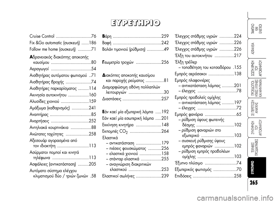 Alfa Romeo 159 2009 ΒΙΒΛΙΟ ΧΡΗΣΗΣ ΚΑΙ ΣΥΝΤΗΡΗΣΗΣ (in Greek) 265
A™ºA§EIA
¶POEI¢O¶OI-
HTIKE™ §YXNIE™
KAI MHNYMATA
™E ¶EPI¶Tø™H
ANA°KH™
™YNTHPH™H
TOY
AYTOKINHTOY
TEXNIKE™
¶PO¢IA°PAºE™
™ø™TH XPH™H
TOY
AÀTOKINHTOY
TAM¶§ Alfa Romeo 159 2009 ΒΙΒΛΙΟ ΧΡΗΣΗΣ ΚΑΙ ΣΥΝΤΗΡΗΣΗΣ (in Greek) 265
A™ºA§EIA
¶POEI¢O¶OI-
HTIKE™ §YXNIE™
KAI MHNYMATA
™E ¶EPI¶Tø™H
ANA°KH™
™YNTHPH™H
TOY
AYTOKINHTOY
TEXNIKE™
¶PO¢IA°PAºE™
™ø™TH XPH™H
TOY
AÀTOKINHTOY
TAM¶§