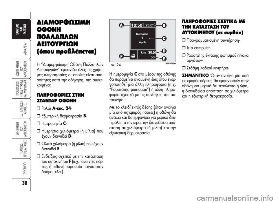 Alfa Romeo 159 2006  ΒΙΒΛΙΟ ΧΡΗΣΗΣ ΚΑΙ ΣΥΝΤΗΡΗΣΗΣ (in Greek) 30
A™ºA§EIA
¶POEI¢O¶OI-
HTIKE™ §YXNIE™
KAI MHNYMATA
™E ¶EPI¶Tø™H
ANA°KH™
™YNTHPH™H
TOY
AYTOKINHTOY
TEXNIKE™
¶PO¢IA°PAºE™
EYPETHPIO
TAM¶§O
KAI
E§E°XOI
™ø™TH X