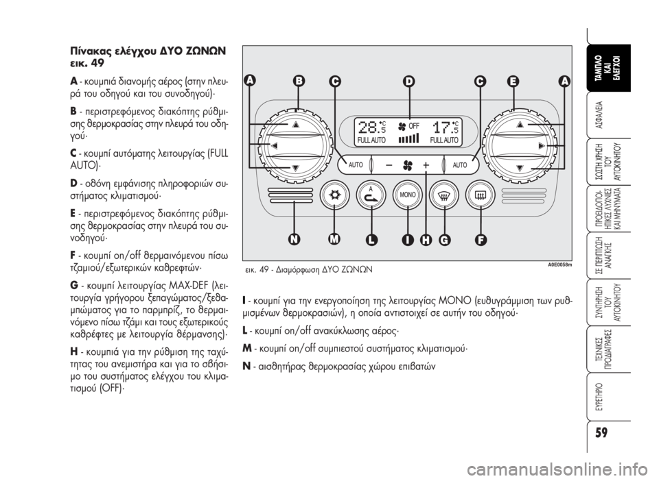 Alfa Romeo 159 2009  ΒΙΒΛΙΟ ΧΡΗΣΗΣ ΚΑΙ ΣΥΝΤΗΡΗΣΗΣ (in Greek) 59
A™ºA§EIA
¶POEI¢O¶OI-
HTIKE™ §YXNIE™
KAI MHNYMATA
™E ¶EPI¶Tø™H
ANA°KH™
™YNTHPH™H 
TOY
AYTOKINHTOY
TEXNIKE™
¶PO¢IA°PAºE™
∂Àƒ∂Δ∏ƒπ√
™ø™TH XPH™H
TO