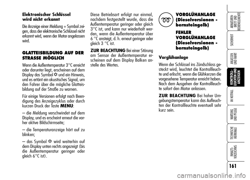 Alfa Romeo Brera/Spider 2006 Betriebsanleitung (in German) 161
SICHERHEIT
KONTROLL-LEUCHTEN UNDANZEIGEN IM NOTFALL
WARTUNG
UND PFLEGE
TECHNISCHE
MERKMALE
INHALTS-
VERZEICHNIS
ARMATUREN-
BRETT UND
BEDIENELEMENTE
ANLASSEN
UND FAHRT
Diese Betriebsart erfolgt Alfa Romeo Brera/Spider 2006 Betriebsanleitung (in German) 161
SICHERHEIT
KONTROLL-LEUCHTEN UNDANZEIGEN IM NOTFALL
WARTUNG
UND PFLEGE
TECHNISCHE
MERKMALE
INHALTS-
VERZEICHNIS
ARMATUREN-
BRETT UND
BEDIENELEMENTE
ANLASSEN
UND FAHRT
Diese Betriebsart erfolgt
