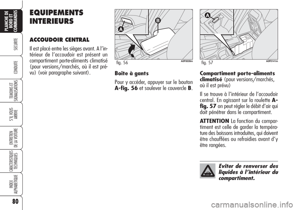 Alfa Romeo Brera/Spider 2010 Notice dentretien (in French) 80
SECURITE
TEMOINS ET
SIGNALISATIONS
S’IL VOUS
ARRIVE
ENTRETIEN
DE LA VOITURE
CARACTERISTIQUESTECHNIQUES
INDEX
ALPHABETIQUE
PLANCHE DE
BORD ET
COMMANDES
CONDUITE
EQUIPEMENTS
INTERIEURS
ACCOUDOIR CE Alfa Romeo Brera/Spider 2010 Notice dentretien (in French) 80
SECURITE
TEMOINS ET
SIGNALISATIONS
S’IL VOUS
ARRIVE
ENTRETIEN
DE LA VOITURE
CARACTERISTIQUESTECHNIQUES
INDEX
ALPHABETIQUE
PLANCHE DE
BORD ET
COMMANDES
CONDUITE
EQUIPEMENTS
INTERIEURS
ACCOUDOIR CE