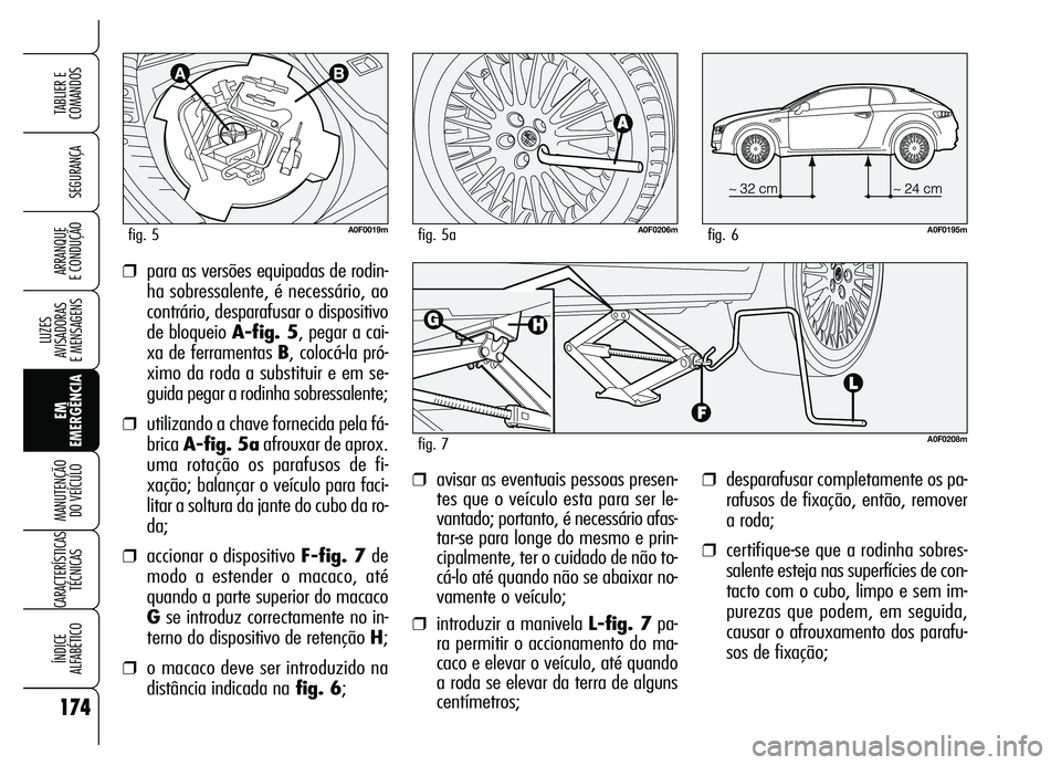 Alfa Romeo Brera/Spider 2007 Manual de Uso e Manutenção (in Portuguese) 174
SEGURANÇA
LUZES
AVISADORAS
E MENSAGENS
EM
EMERGÊNCIA MANUTENÇÃO
DO VEÍCULO
CARACTERÍSTICAS
TÉCNICAS
ÍNDICE
ALFABÉTICO
TABLIER E
COMANDOS
ARRANQUE
E CONDUÇÃO
❒desparafusar complet Alfa Romeo Brera/Spider 2007 Manual de Uso e Manutenção (in Portuguese) 174
SEGURANÇA
LUZES
AVISADORAS
E MENSAGENS
EM
EMERGÊNCIA MANUTENÇÃO
DO VEÍCULO
CARACTERÍSTICAS
TÉCNICAS
ÍNDICE
ALFABÉTICO
TABLIER E
COMANDOS
ARRANQUE
E CONDUÇÃO
❒desparafusar complet