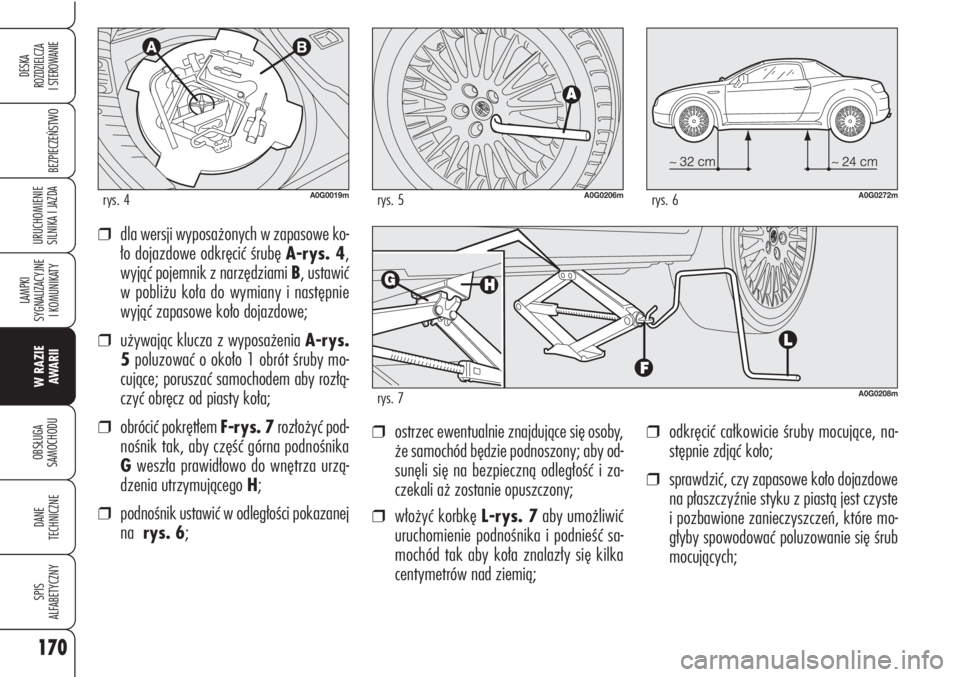 Alfa Romeo Brera/Spider 2009 Instrukcja obsługi (in Polish) 170
BEZPIECZEŃSTWO
LAMPKI
SYGNALIZACYJNE
I KOMUNIKATY
W RAZIE
AWARII
OBSŁUGA
SAMOCHODU
DANE
TECHNICZNE
SPIS
ALFABETYCZNY
DESKA
ROZDZIELCZA
I STEROWANIE
URUCHOMIENIE
SILNIKA I JAZDA
❒odkr Alfa Romeo Brera/Spider 2009 Instrukcja obsługi (in Polish) 170
BEZPIECZEŃSTWO
LAMPKI
SYGNALIZACYJNE
I KOMUNIKATY
W RAZIE
AWARII
OBSŁUGA
SAMOCHODU
DANE
TECHNICZNE
SPIS
ALFABETYCZNY
DESKA
ROZDZIELCZA
I STEROWANIE
URUCHOMIENIE
SILNIKA I JAZDA
❒odkr