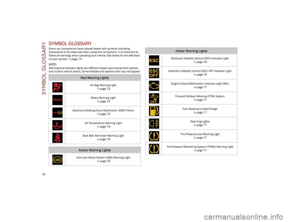 ALFA ROMEO STELVIO 2023 User Guide SYMBOL GLOSSARY
14
SYMBOL GLOSSARY
Some car components have colored labels with symbols indicating
precautions to be observed when using this component. It is important to
follow all warnings when ALFA ROMEO STELVIO 2023 User Guide SYMBOL GLOSSARY
14
SYMBOL GLOSSARY
Some car components have colored labels with symbols indicating
precautions to be observed when using this component. It is important to
follow all warnings when