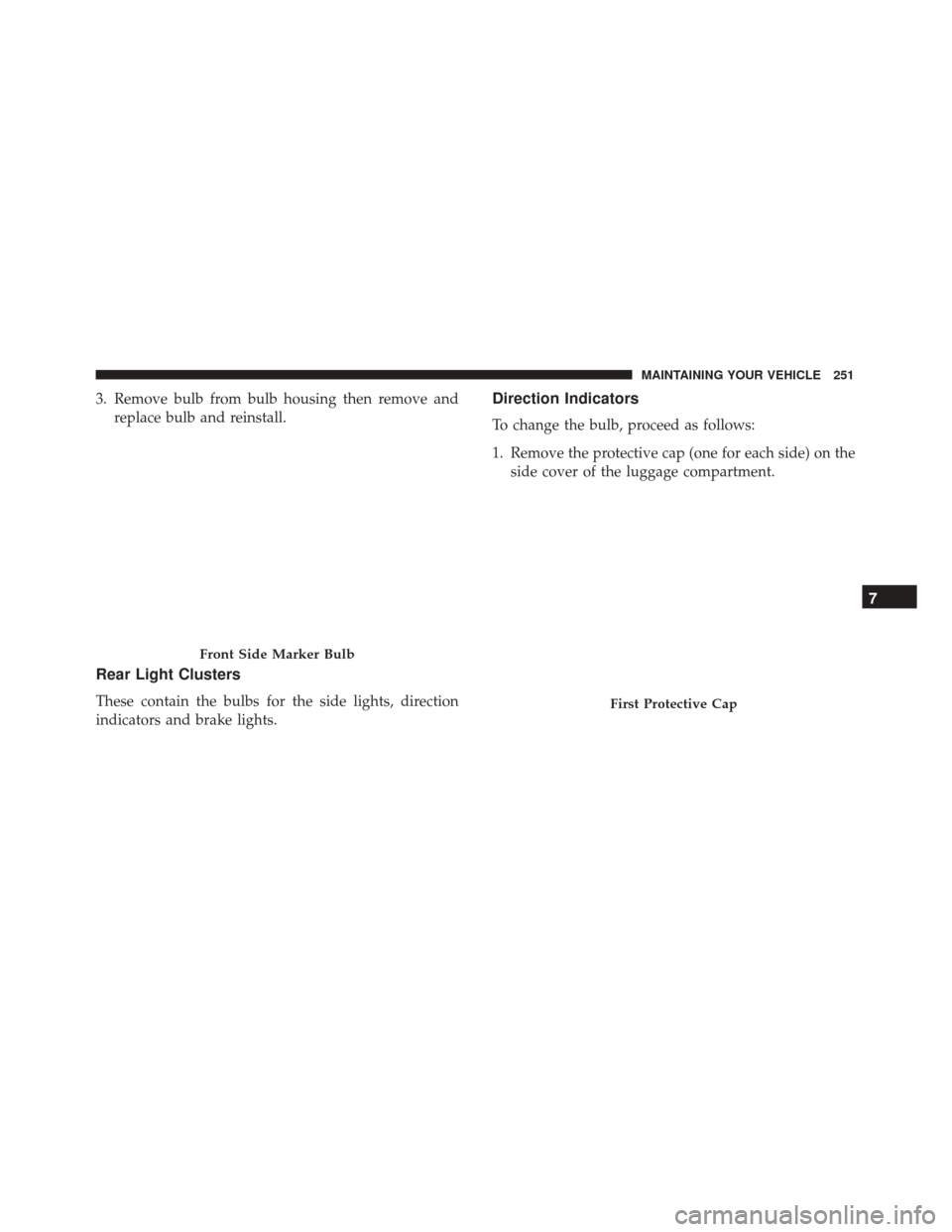 Alfa Romeo 4C 2017  Owners Manual 3. Remove bulb from bulb housing then remove andreplace bulb and reinstall.
Rear Light Clusters
These contain the bulbs for the side lights, direction
indicators and brake lights.
Direction Indicators