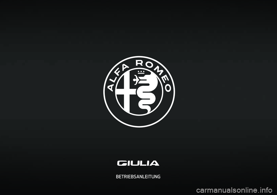Alfa Romeo Giulia 2020  Betriebsanleitung (in German)  BETRIEBSANLEITUNG  