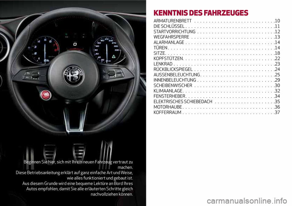 Alfa Romeo Giulia 2016 Betriebsanleitung (in German) Beginnen Sie hier, sich mit Ihrem neuen Fahrzeug vertraut zu
machen.
Diese Betriebsanleitung erklärt auf ganz einfache Art und Weise,
wie alles funktioniert und gebaut ist.
Aus diesem Grunde wird ein Alfa Romeo Giulia 2016 Betriebsanleitung (in German) Beginnen Sie hier, sich mit Ihrem neuen Fahrzeug vertraut zu
machen.
Diese Betriebsanleitung erklärt auf ganz einfache Art und Weise,
wie alles funktioniert und gebaut ist.
Aus diesem Grunde wird ein