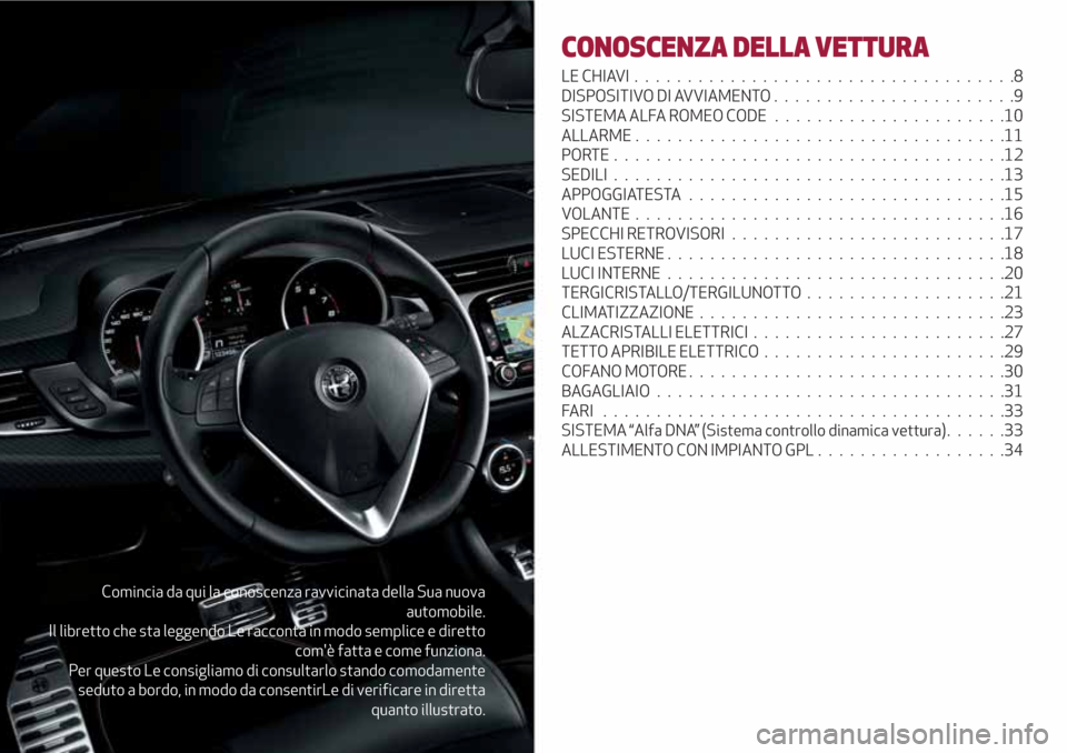 Alfa Romeo Giulietta 2018 Manuale del proprietario (in Italian) Comincia da qui la conoscenza ravvicinata della Sua nuova
automobile.
Il libretto che sta leggendo Le racconta in modo semplice e diretto
comè fatta e come funziona.
Per questo Le consigliamo di con Alfa Romeo Giulietta 2018 Manuale del proprietario (in Italian) Comincia da qui la conoscenza ravvicinata della Sua nuova
automobile.
Il libretto che sta leggendo Le racconta in modo semplice e diretto
comè fatta e come funziona.
Per questo Le consigliamo di con