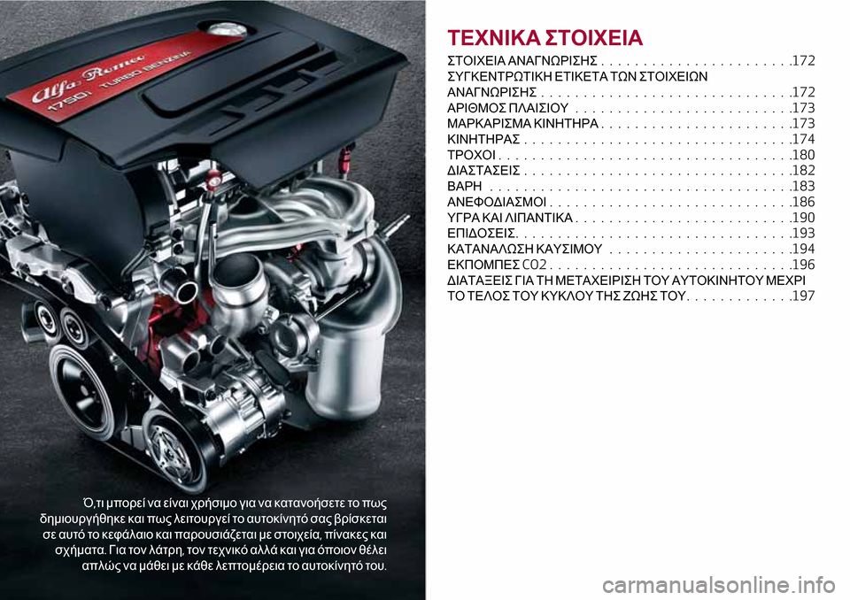 Alfa Romeo Giulietta 2017  Εγχειρίδιο χρήσης (in Greek) Ό,τι μπορεί να είναι χρήσιμο για να κατανοήσετε το πως
δημιουργήθηκε και πως λειτουργεί το αυτοκίνητό σας βρί