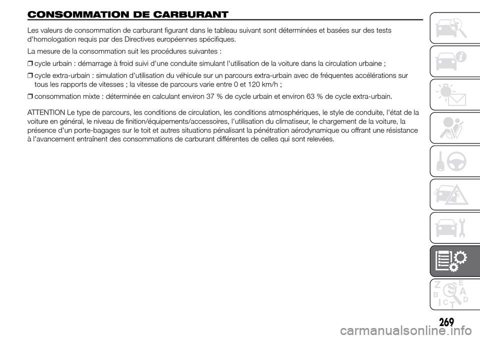 Alfa Romeo Giulietta 2015 Manuel du propriétaire (in French) CONSOMMATION DE CARBURANT
Les valeurs de consommation de carburant figurant dans le tableau suivant sont déterminées et basées sur des tests
dhomologation requis par des Directives européennes sp Alfa Romeo Giulietta 2015 Manuel du propriétaire (in French) CONSOMMATION DE CARBURANT
Les valeurs de consommation de carburant figurant dans le tableau suivant sont déterminées et basées sur des tests
dhomologation requis par des Directives européennes sp