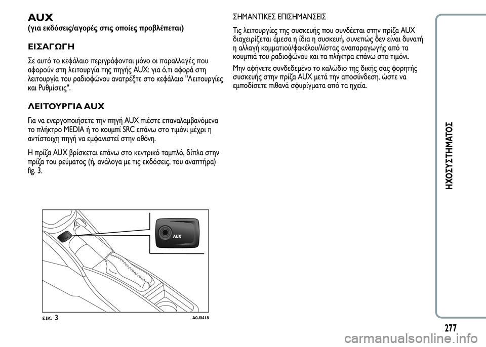 Alfa Romeo MiTo 2016  Εγχειρίδιο χρήσης (in Greek) AUX
(για εκδόσεις/αγορές στις οποίες προβλέπεται)
ΕΙΣΑΓΩΓΗ
Σε αυτό το κεφάλαιο περιγράφονται μόνο οι παραλλαγέ