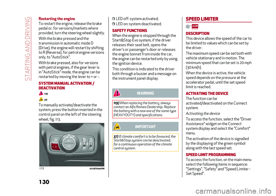 Alfa Romeo Stelvio 2020  Owners Manual ��%�����#�-�@���-�3��3��#�B�#�-�@
�������	���	��� �	�� ������
�� ������� ��� ��
��	�
�� ������� ��� ����
�
����� ��� ��� �����	