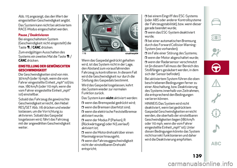 Alfa Romeo Stelvio 2020  Betriebsanleitung (in German) ������� �L�L�: ����	��	���� ���
 ��	� ��	�� ��	�
�	����	�
��	����	� �0�	�
�&���������	�� �������
���
 ��)�
��	� ���� ���&�� ��	� ����