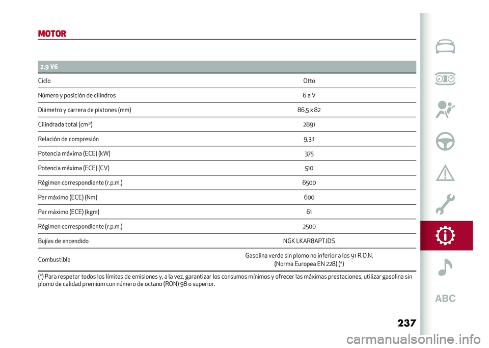 Alfa Romeo Stelvio 2020  Manual del propietario (in Spanish) ���	
��	��	� �
�:
�D��F �5�?
�*���� �/���
�0� �
��� �
 �������#� �� ��������� �O �	 �A
�9���
���� �
 ��	�����	 �� �������� �.�
�
�1 �5�O��3 �< 