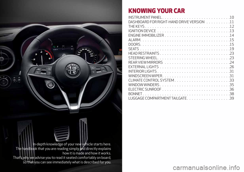Alfa Romeo Stelvio 2019 Owners Manual In-depth knowledge of your new vehicle starts here.
The handbook that you are reading simply and directly explains
how it is made and how it works.
That’s why we advise you to read it seated comfort Alfa Romeo Stelvio 2019 Owners Manual In-depth knowledge of your new vehicle starts here.
The handbook that you are reading simply and directly explains
how it is made and how it works.
That’s why we advise you to read it seated comfort