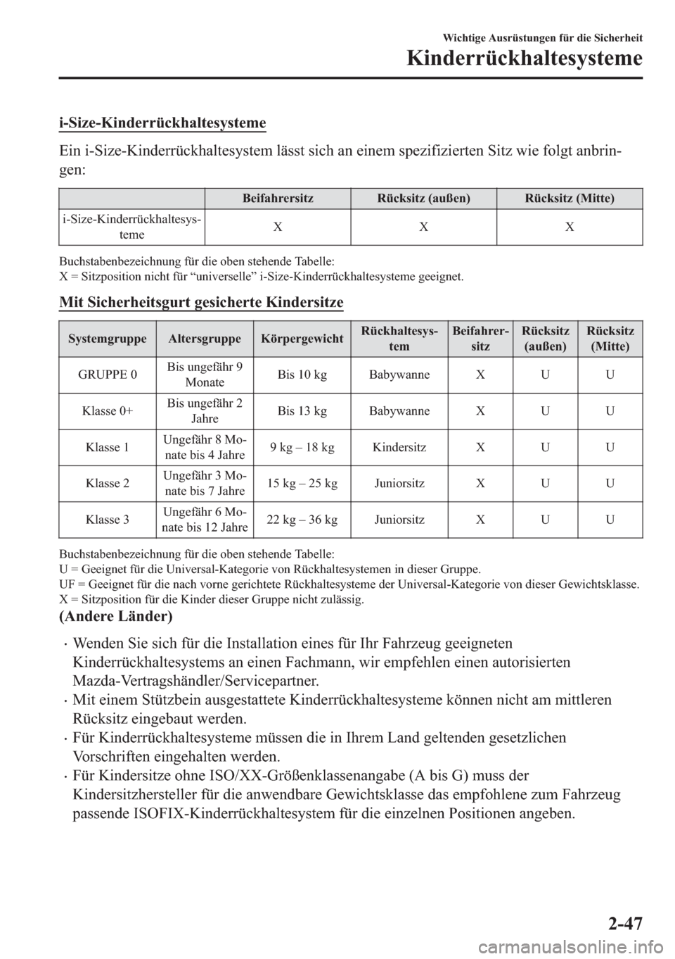MAZDA MODEL 3 HATCHBACK 2019  Betriebsanleitung (in German) �L��6�L�]�H��.�L�Q�G�H�U�U��V�\�V�W�H�P�H
�(�L�Q��L��6�L�]�H��.�L�Q�G�H�U�U�