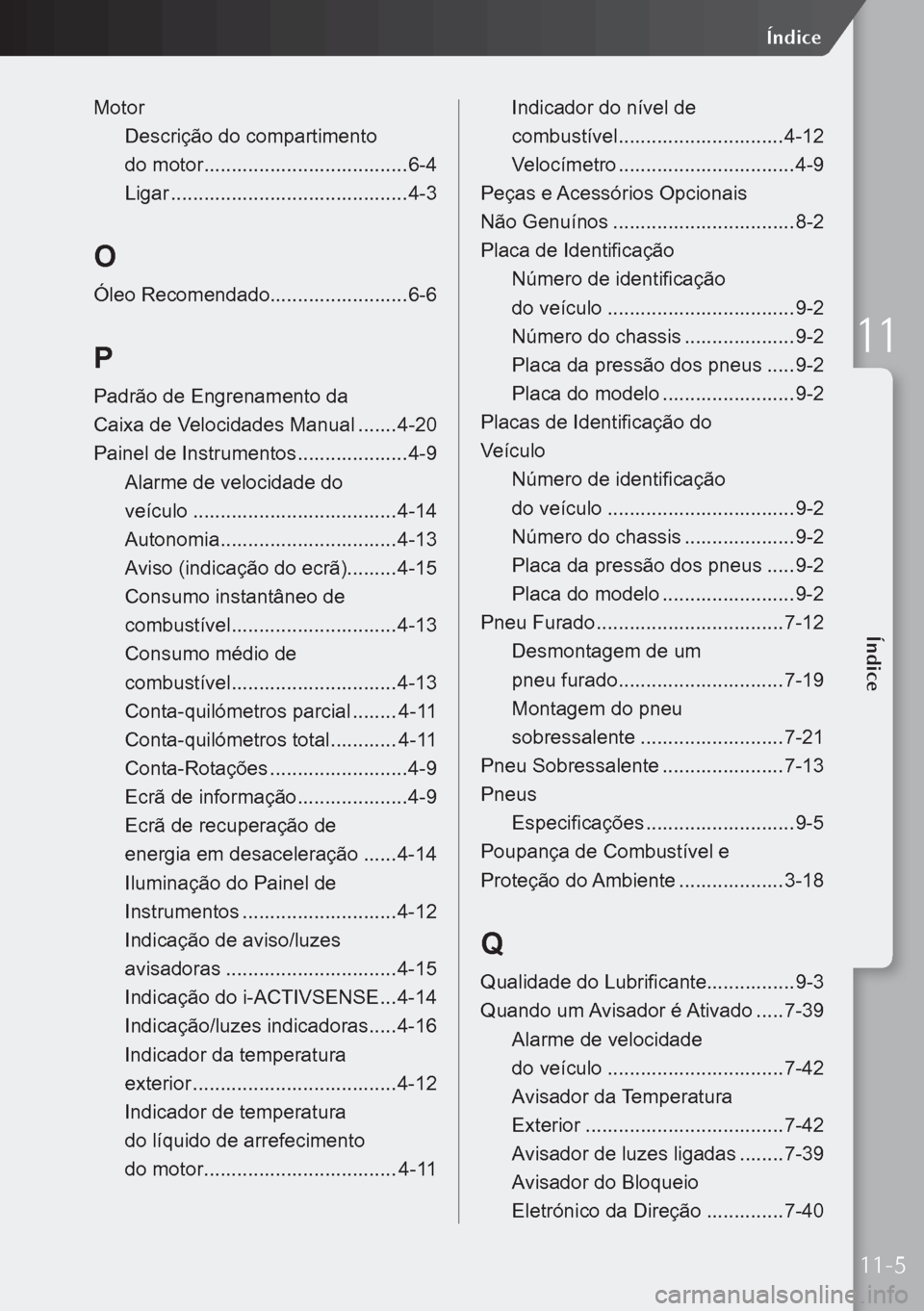 MAZDA MODEL 3 HATCHBACK 2019 Manual do proprietário (in Portuguese) MotorDescrição do compartimento
do motor ..................................... 6-4
Ligar ........................................... 4-3
O
Óleo Recomendado.........................6-6
P
Padrã MAZDA MODEL 3 HATCHBACK 2019 Manual do proprietário (in Portuguese) MotorDescrição do compartimento
do motor ..................................... 6-4
Ligar ........................................... 4-3
O
Óleo Recomendado.........................6-6
P
Padrã