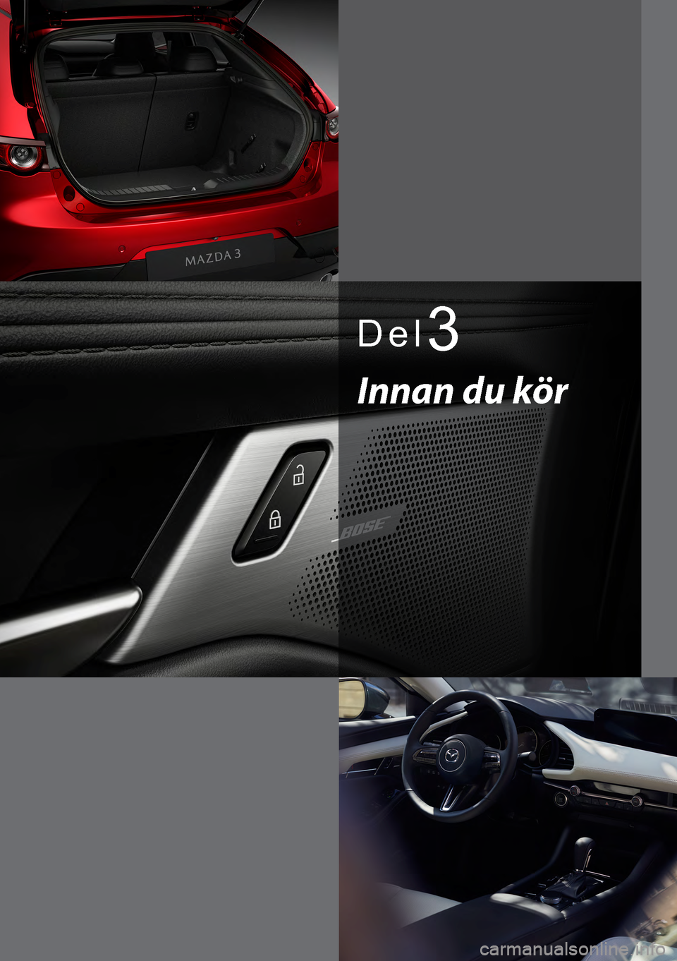 MAZDA MODEL 3 HATCHBACK 2019  Ägarmanual (in Swedish) Del3
Innan du kör  