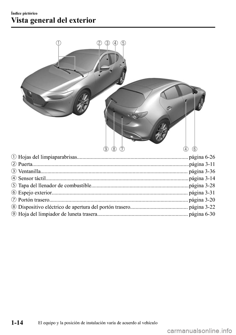 MAZDA MODEL 3 HATCHBACK 2018  Manual del propietario (in Spanish)  ƒ�+�R�M�D�V��G�H�O��O�L�P�S�L�D�S�D�U�D�E�U�L�V�D�V�������������������������������������������������������������������������