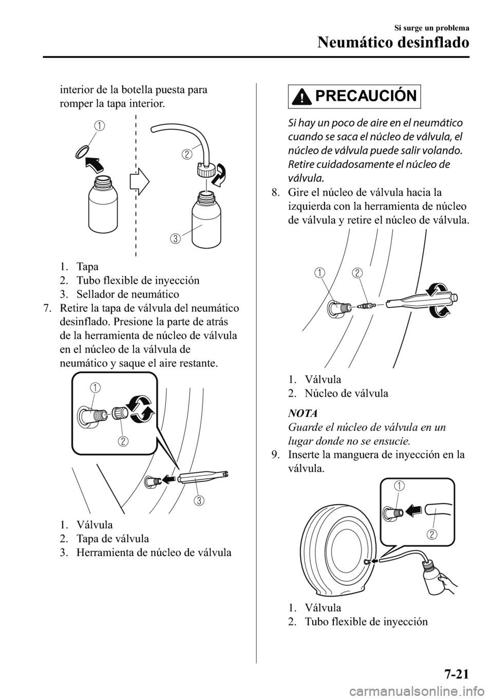 MAZDA MODEL 3 HATCHBACK 2018  Manual del propietario (in Spanish)  �L�Q�W�H�U�L�R�U��G�H��O�D��E�R�W�H�O�O�D��S�X�H�V�W�D��S�D�U�D
�U�R�P�S�H�U��O�D��W�D�S�D��L�Q�W�H�U�L�R�U�
�� �7�D�S�D
�� �7�X�E�R��I�O�H�[�L�E�O�H��G�H��L�Q�\�H�F�F�L�y�Q
�� �6�H�