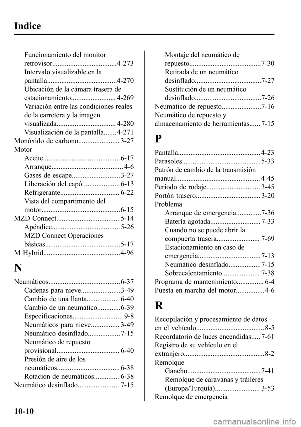 MAZDA MODEL 3 HATCHBACK 2018  Manual del propietario (in Spanish)  �,�Q�G�L�F�H
�)�X�Q�F�L�R�Q�D�P�L�H�Q�W�R��G�H�O��P�R�Q�L�W�R�U
�U�H�W�U�R�Y�L�V�R�U�����������������������������������������
�,�Q�W�H�U�Y�D�O�R��Y�L�V�X�D�