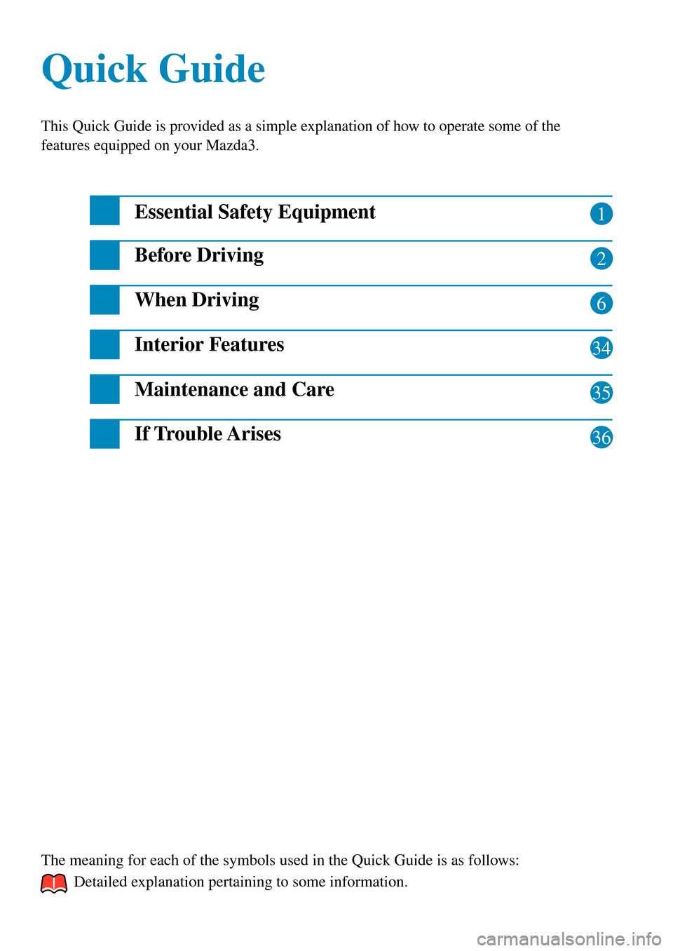 MAZDA MODEL 3 HATCHBACK 2016  Quick Guide (in English) 