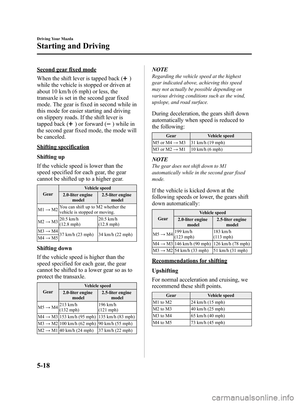 MAZDA MODEL 3 HATCHBACK 2011 Owners Manual (in English) Black plate (178,1)
Second gear fixed mode
When the shift lever is tapped back (
)
while the vehicle is stopped or driven at
about 10 km/h (6 mph) or less, the
transaxle is set in the second gear fixe MAZDA MODEL 3 HATCHBACK 2011 Owners Manual (in English) Black plate (178,1)
Second gear fixed mode
When the shift lever is tapped back (
)
while the vehicle is stopped or driven at
about 10 km/h (6 mph) or less, the
transaxle is set in the second gear fixe
