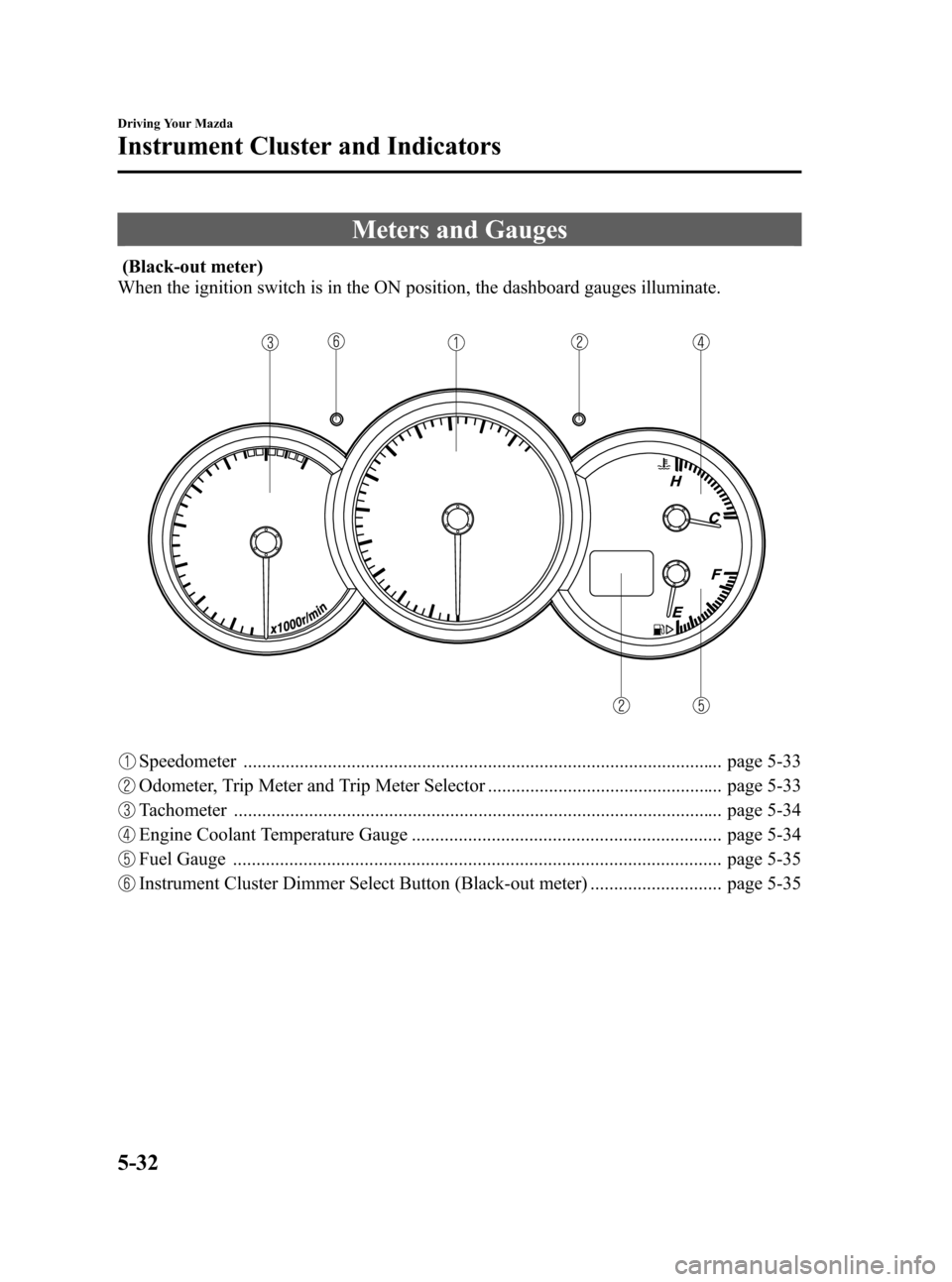 MAZDA MODEL 3 HATCHBACK 2008  Owners Manual (in English) Black plate (150,1)
Meters and Gauges
(Black-out meter)
When the ignition switch is in the ON position, the dashboard gauges illuminate.
Speedometer ...................................................