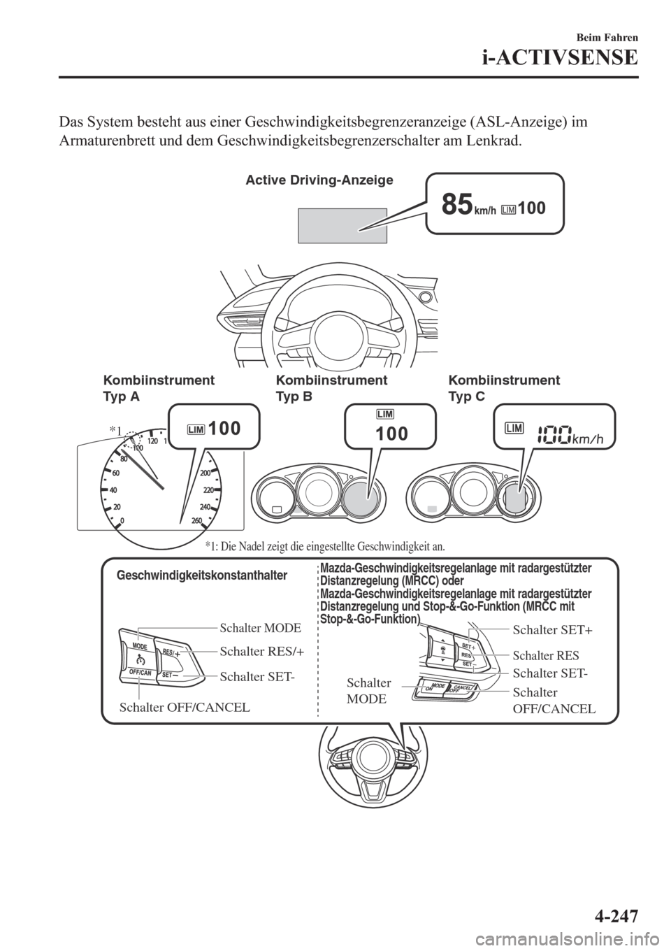 MAZDA MODEL 6 2019  Betriebsanleitung (in German) ��D�V��6�\�V�W�H�P��E�H�V�W�H�K�W��D�X�V��H�L�Q�H�U��*�H�V�F�K�Z�L�Q�G�L�J�N�H�L�W�V�E�H�J�U�H�Q�]�H�U�D�Q�]�H�L�J�H���$�6�/��$�Q�]�H�L�J�H���L�P
�$�U�P�D�W�X�U�H�Q�E�U�H�W�W��X�Q�G��G�H�