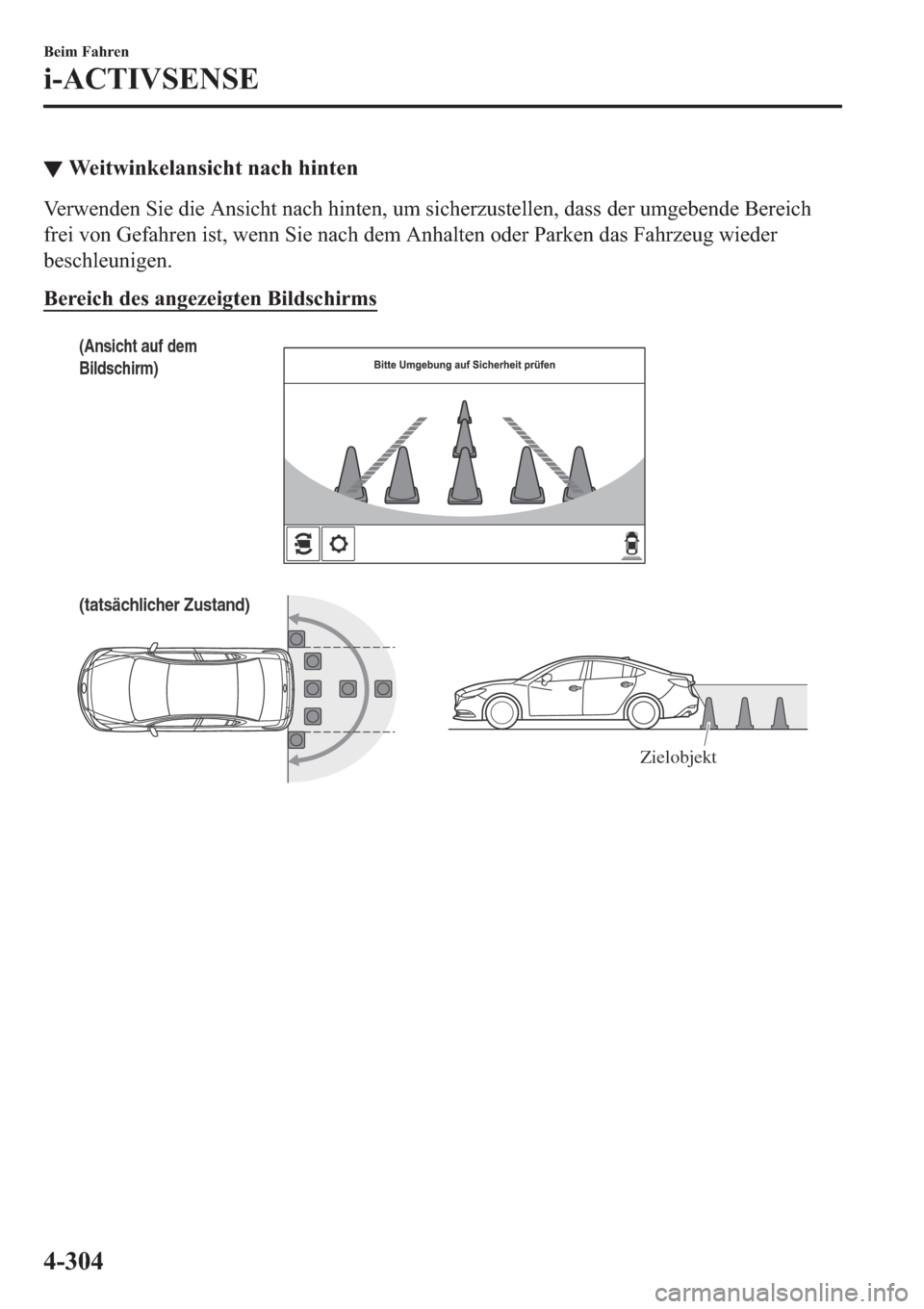 MAZDA MODEL 6 2019  Betriebsanleitung (in German) ▼�:�H�L�W�Z�L�Q�N�H�O�D�Q�V�L�F�K�W��Q�D�F�K��K�L�Q�W�H�Q
�9�H�U�Z�H�Q�G�H�Q��6�L�H��G�L�H��$�Q�V�L�F�K�W��Q�D�F�K��K�L�Q�W�H�Q���X�P��V�L�F�K�H�U�]�X�V�W�H�O�O�H�Q���G�D�V�V��G�H�U��X